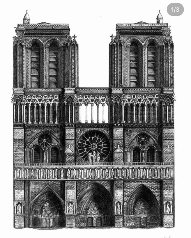 网友用10元原子笔画巴黎圣母院，超逼真成品吸引千人朝圣。（图／网友Swalk提供）