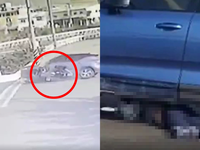 彰化鹿港分局1名侦查队巡佐今（15）早骑重机上班时发生车祸意外，当场卡在1辆轿车底，一度失去生命迹象，送医后已装上叶克膜抢救中，昏迷指数3。（翻摄照片）