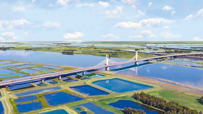 台61线西滨快速道路曾文溪景观大桥示意图。（工务局提供／洪荣志台南传真）