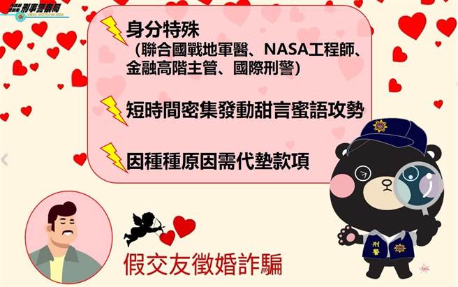 警方提醒假交友诈骗手法。（翻摄照片／林郁平台北传真）