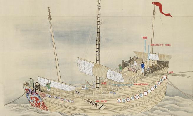 翁佳音》日本绘画写实传统 「季长义」号商船 。（爱传媒提供）