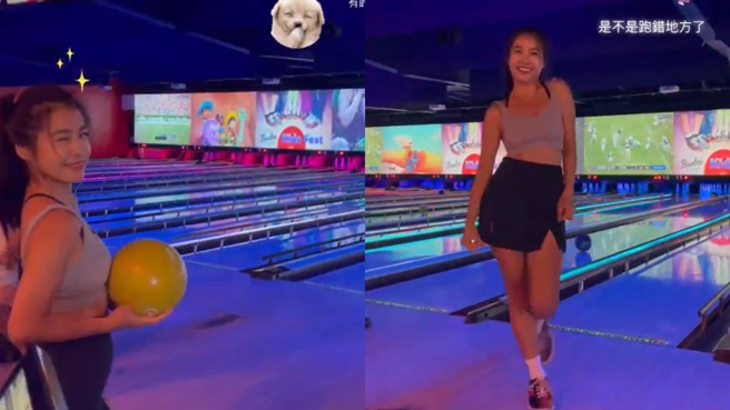 小娴打球的动作超闹，让她自己都笑亏跑错地方。(图/小娴 IG)