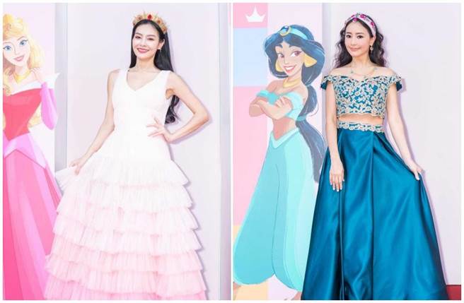 王思佳（左图）和关颖扮迪士尼公主。（TVBS提供）