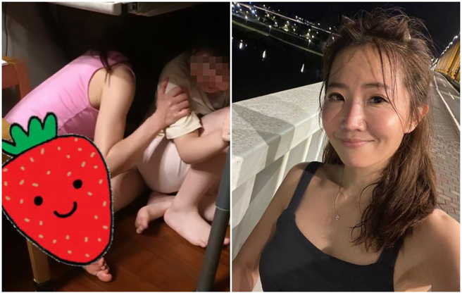 女星謝忻遇地震急躲桌下。（圖／IG@謝忻）