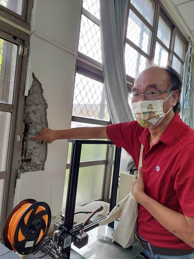 县府教育处今早请结构技师到场进行安全结构鑑定，将依鑑定结果及建议进行后续修復。（嘉义县政府提供∕吕妍庭嘉义传真）