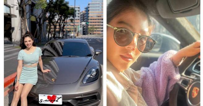 杨晨熙曾在社群分享自己的保时捷照片，美人配名车画面相当好看。（图／取自杨晨熙脸书）