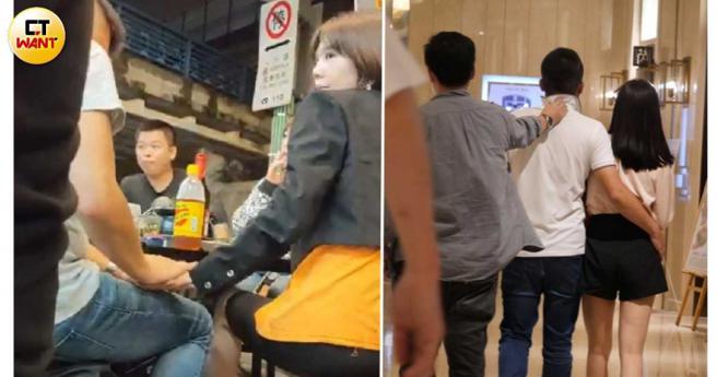 本刊在2019年（左图）与2021年都曾直击邱姓小开与杨晨熙一同用餐且动作亲密。（图／本刊摄影组）