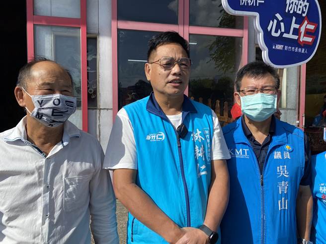 林耕仁（中）20日表示，看到八德运动中心的直击影片非常惊悚，呼吁市府启动「全市公共及结构安全通盘检查」，让民眾安心。（林耕仁提供／陈育贤新竹传真）