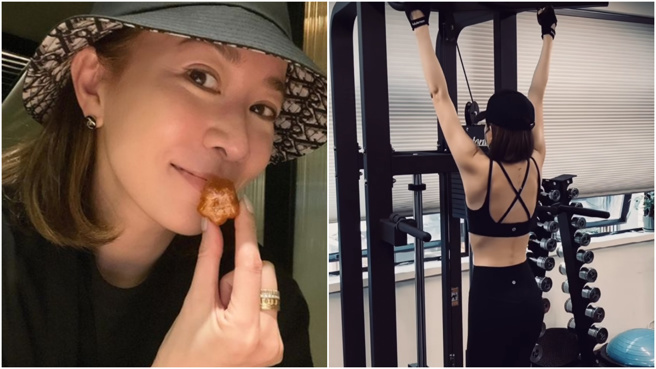 畲诗曼身穿黑色运动装健身，魅力依旧。（图／畲诗曼ig@ charmaine_sheh）