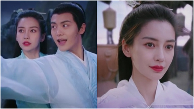 Angelababy演技被批眼神空洞，表演过于用力。（图／翻摄自《尘缘》预告片）