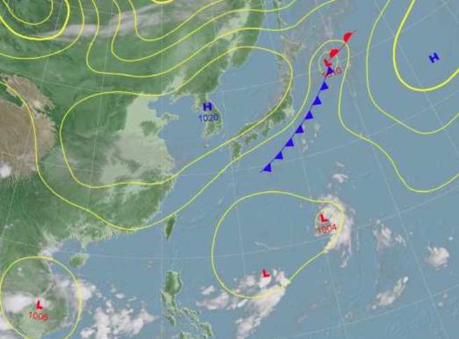 明天、周五日本東南方海面有颱風生成的機率高，若成颱將是今年第15號颱風「塔拉斯」，路徑朝日本移動。(翻攝自氣象局)