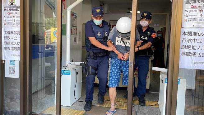 嘉义市警方逮捕开枪的林嫌。（廖素慧摄）