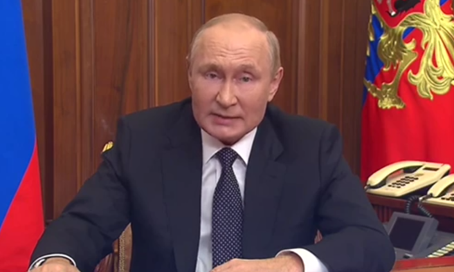 俄羅斯總統普丁稍早宣布局部動員。（Telegram）