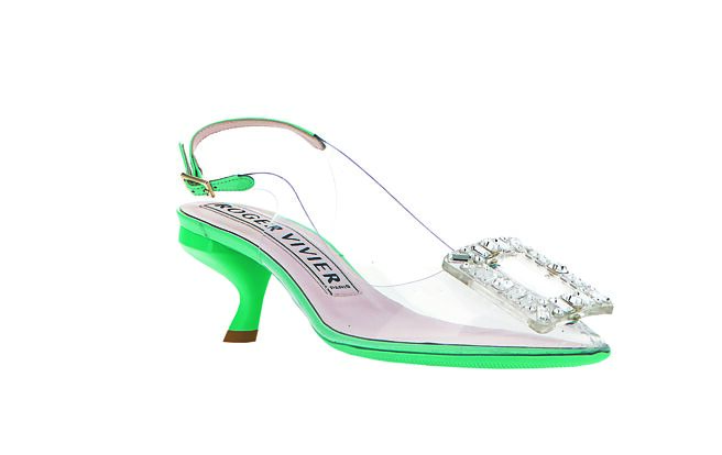 RV Virgule 55薄荷绿PVC高跟鞋，4万2200元。（Roger Vivier提供）