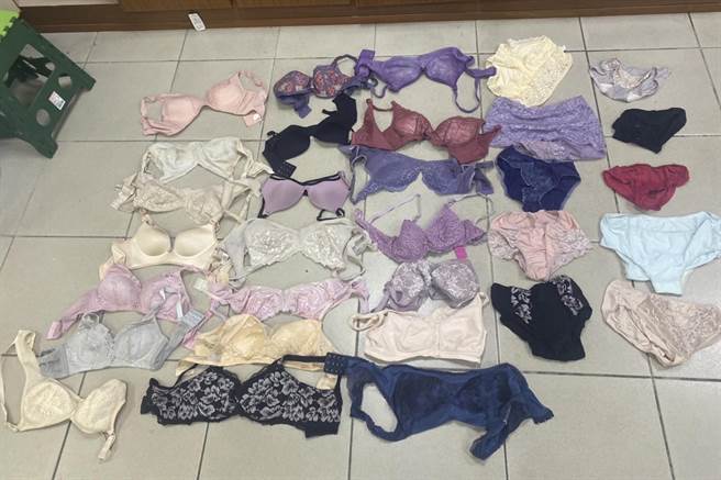 胡嫌竊取的女性內衣褲，目前只有2名被害人出面指證，還有20多件待被害人認領。（竹北分局提供／羅浚濱新竹傳真）