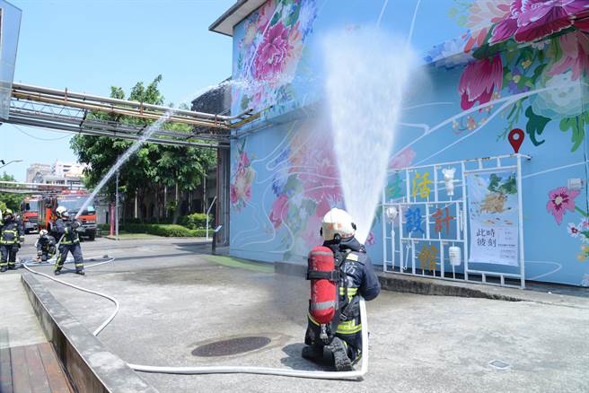 文化部文资局22日在文资园区举办防灾实境演练。（文化部文资局提供／陈淑芬台中传真）