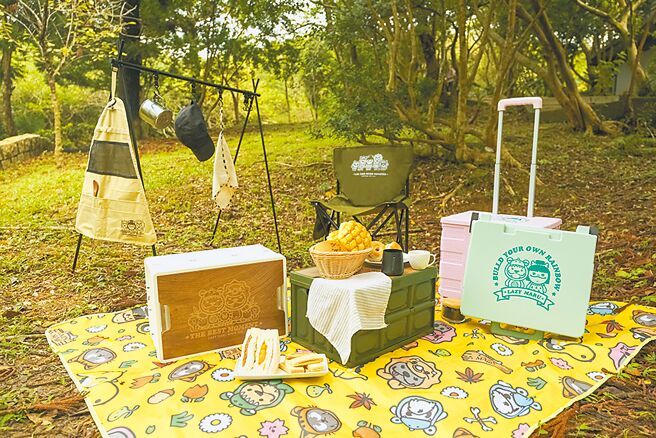 萊爾富攜LAZY MARU推聯名獨家商品，以經典鬥牛犬打造一系列實用、萌趣的限量露營周邊。（萊爾富提供）