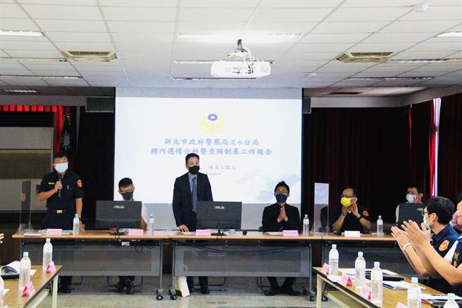 士林地检署检察长缪卓然特率同主任检察官王硕志、曾扬岭于23日前往淡水警分局联合访视座谈。(淡水警分局提供)