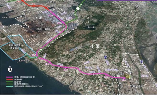 高雄捷运小港林园路线图。（资料照）