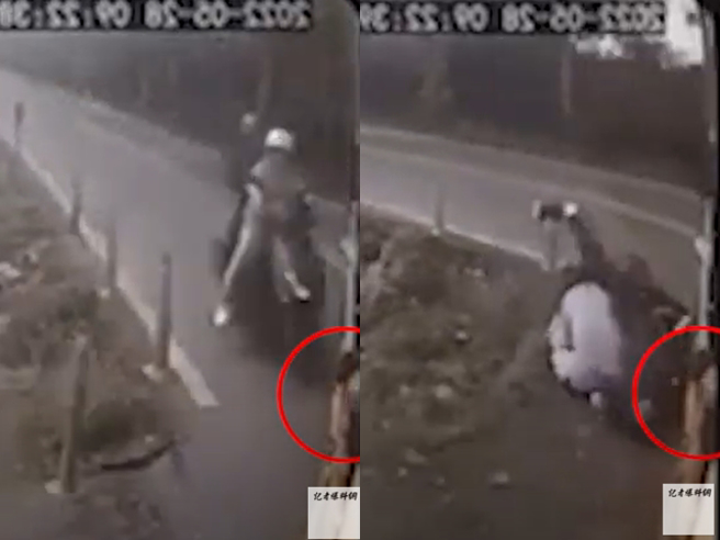 兄妹骑车时，未注意前方欲右转的垃圾车，2车相撞后坐在后座的哥哥摔落边坡不治身亡；家属事后控诉垃圾车「车灯故障」未闪右转灯，导致兄妹俩未注意。（翻摄自记者爆料网）