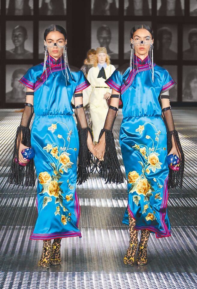 Gucci本季融入许多中式服装轮廓、图腾。（Gucci提供）