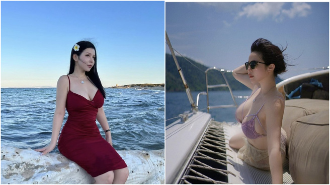 陈香菱分享一张比基尼照，却近乎走光。(图/陈香菱 IG)