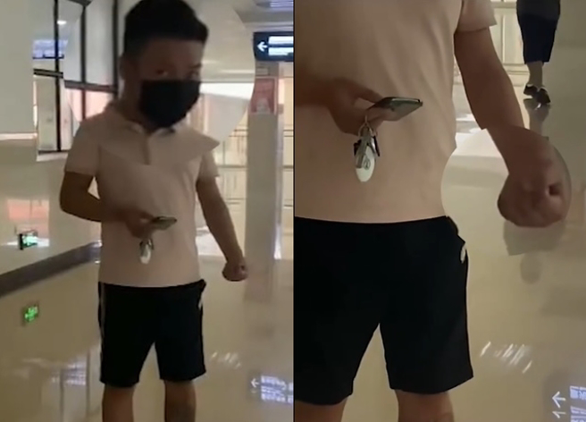 男子偕妻去看病，慘遭妻子設計，花了自己的私房錢，竟怒瞪妻子手握拳。（翻攝自微博）