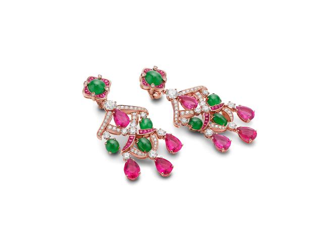 宝格丽MAGNIFICA系列顶级彩宝与钻石耳环。（BVLGARI提供）