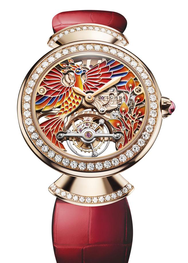 宝格丽Divas’ Dream凤凰陀飞轮腕表，约437万元。（BVLGARI提供）