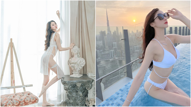 「最美礼生」雪岑身穿白色「战袍」的性感照片，让网友再次暴动。(图/雪岑 脸书)