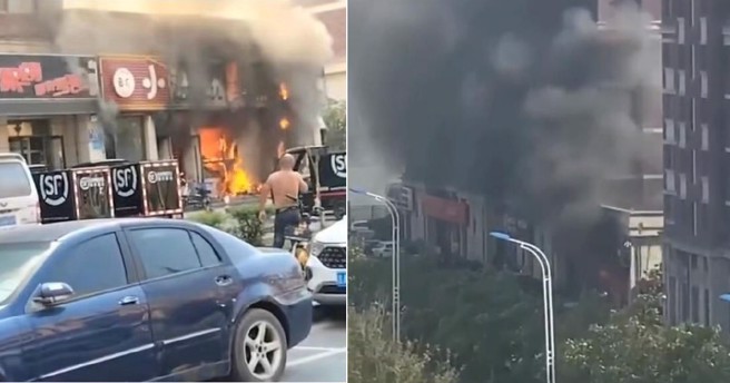 长春新区一家餐厅起火，致17死3伤。（图／撷取自「正观视频」微博）