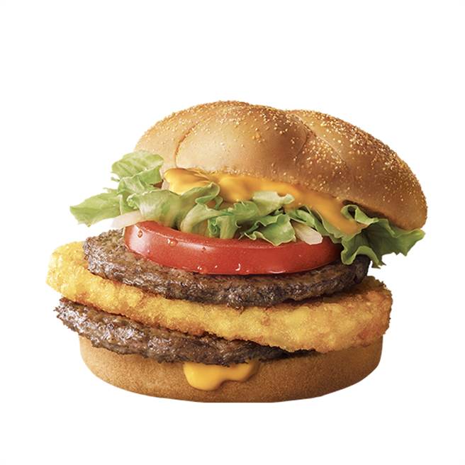 起司脆薯雙牛堡，單點110元；地瓜套餐178元。（麥當勞提供）