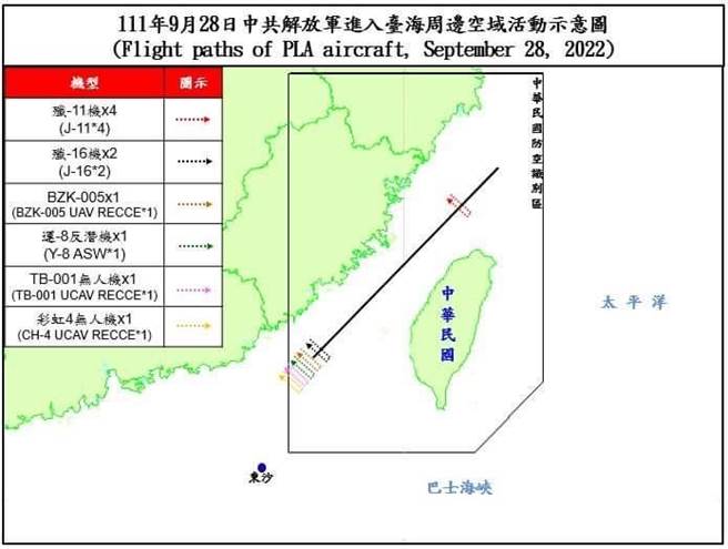 国军运用任务机、舰及岸置飞弹系统严密监控与应处。（国防部提供）