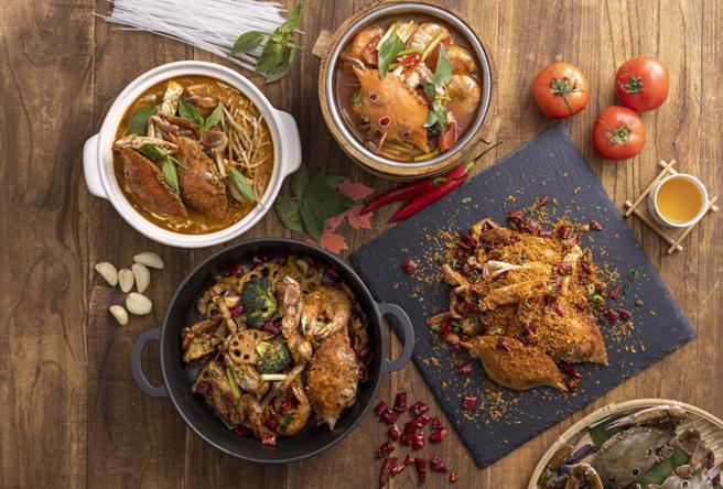 （台北凯达饭店「邂逅金秋‧品蟹宴」，以万里蟹入馔推出多种蟹肴，每道880元起。图／台北凯达大饭店）