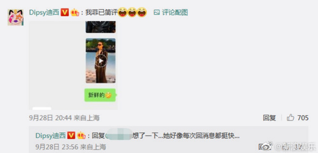 王菲回应也让粉丝都笑歪。(图/ 摘自新浪娱乐微博)