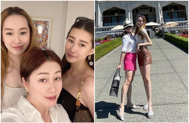 赵英华和两个女儿合照，三人顏值都高。（图／IG@chaoyinhua222）