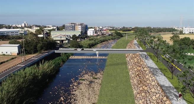 桃市府水务局改善社子溪护岸，第2阶段工程启动，预计明年9月完工。图为模拟图。（水务局提供／蔡明亘桃园传真）