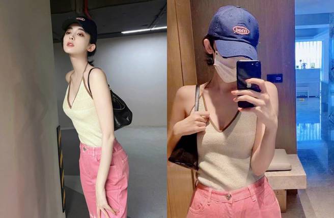 娜扎日常穿搭休閒又不失性感。(圖／取自娜扎微博)