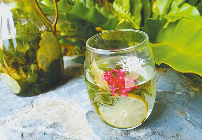 炎炎夏日，就是要喝薄荷香蜂柠檬蜂蜜饮。（高静芬摄）