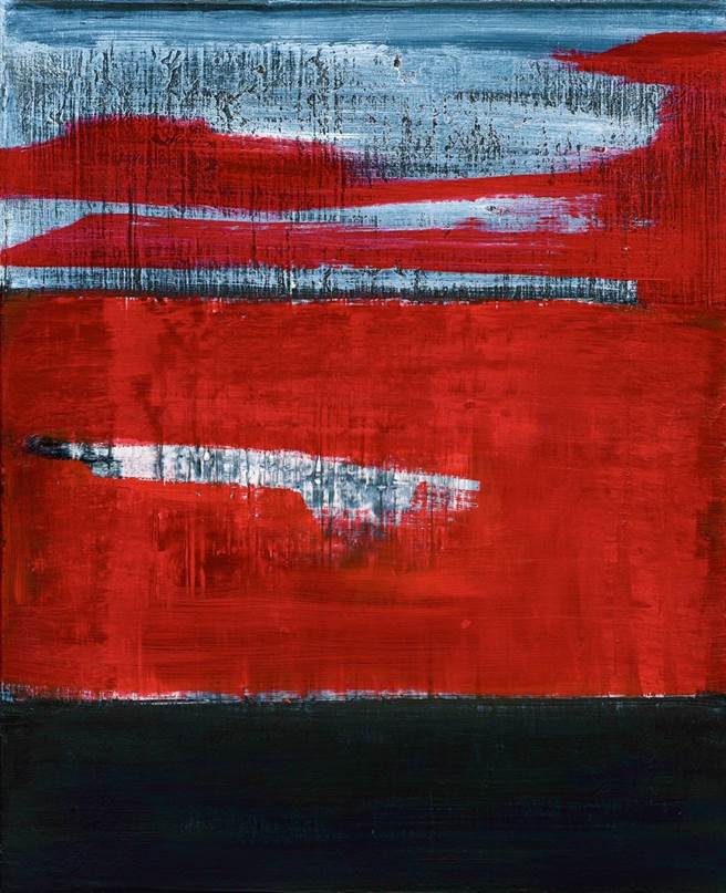 黃騰輝2023年藝術年曆收錄的作品《楓橋夜泊》。（黃輝騰提供／陳淑芬台中傳真）