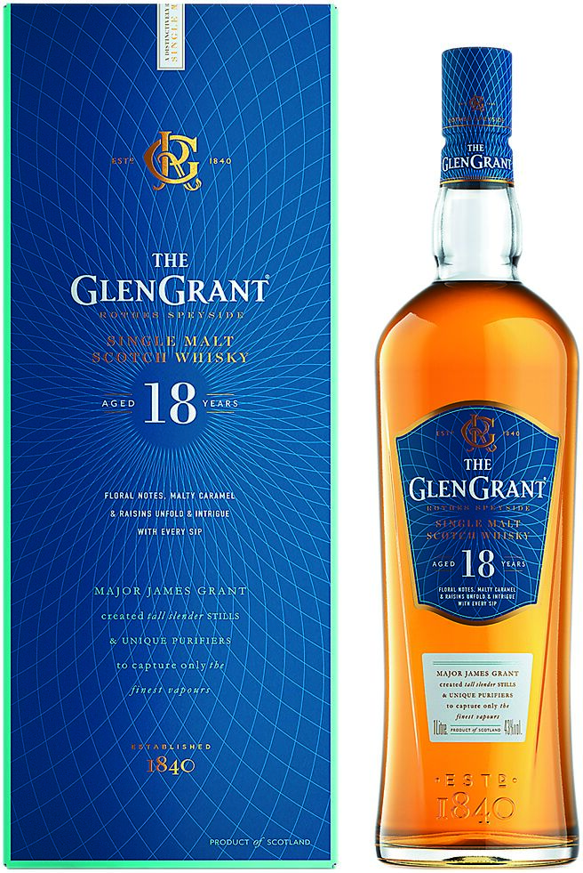 「格蘭冠Glen Grant18年單一麥芽威士忌」，連四年獲「威士忌聖經」最佳蘇格蘭威士忌殊榮。圖／業者提供