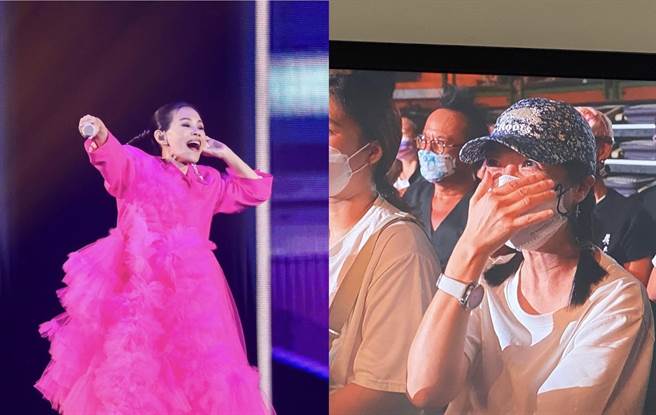 黄嘉千（右图）今晚低调坐在台下支持彭佳慧，忍不住感性落泪。（许雅淳摄、罗永铭摄）