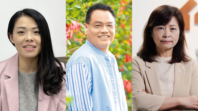 新竹市长选战3人竞逐，左起为民眾党参选人高虹安、国民党参选人林耕仁与民进党参选人沈慧虹。（本报资料照合成）