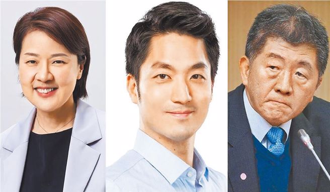 蔣萬安(中)民調暫時領先，陳時中(右)則落居第三，要先尋求超越第二名黃珊珊(左)。（圖／資料照合成）