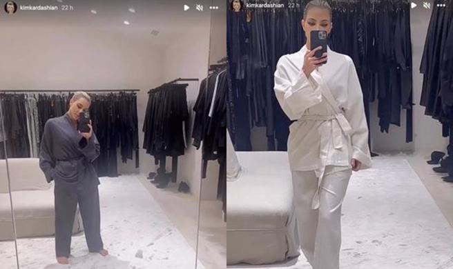 金卡戴珊穿上的這款新睡衣，要價台幣4000多元。(圖/金卡戴珊 IG)