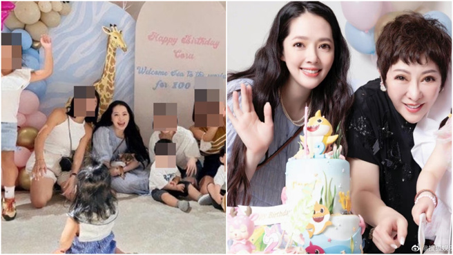 有网友晒出郭碧婷儿女宴会的照片。（图／翻摄自搜狐娱乐微博）