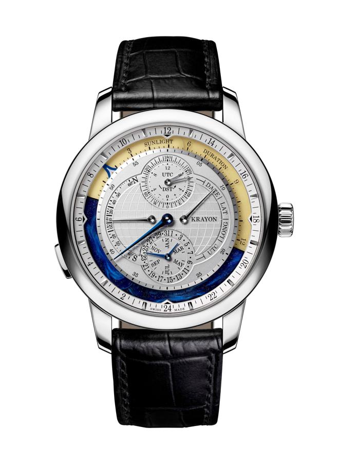 独立制表师Krayon的Everywhere Horizon腕表，可显示不同地区日出与日落的时间。（瑞博品提供）