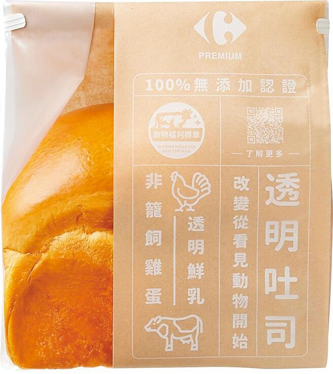 家乐福透明吐司，1条89元。（家乐福提供）