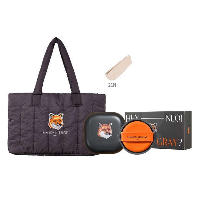 虾皮购物「10.10品牌周年庆」推出兰芝Neo Cushion X Maison Kitsune限量联名托特包组，优惠价2150元。（虾皮购物提供）