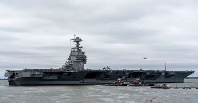 美国超级航母「福特」号（USS Gerald R. Ford，CVN-78）4日从维吉尼亚州诺福克海军基地（Naval Station Norfolk）启航，准备和航母打击群前往大西洋部署。（美国海军）